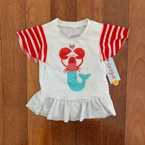 NWT Cat & Jack Toddler Girls Rashguard Swim Top Lobster Red Blue 3T